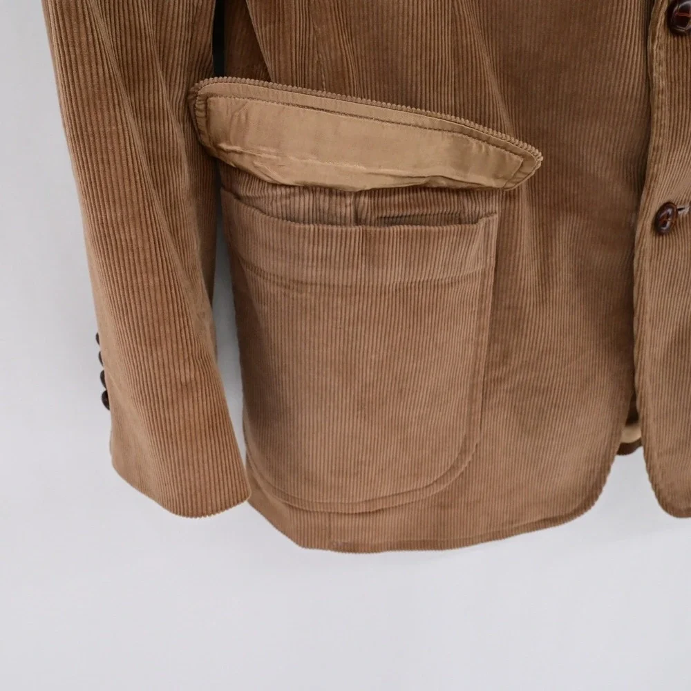 VTG 70s Brown Cotton Preppy Corduroy Blazer Sport Coat Jacket Dark Academia 40R